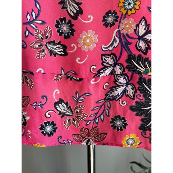 Loft Women's Sleeveless Round Neck Pink Mixed Floral Flounce Top - Picture 3 of 11